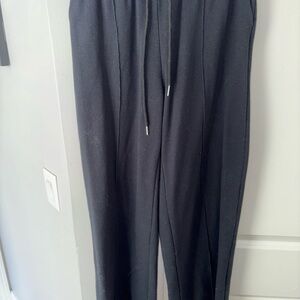 Black Wide Leg Pants with Relaxed Fit and Elastic Waistband